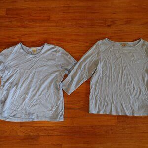 L.L. Bean Set of 2 Light Blue Womens Tops short sleeve and 3/4 sleeve size L